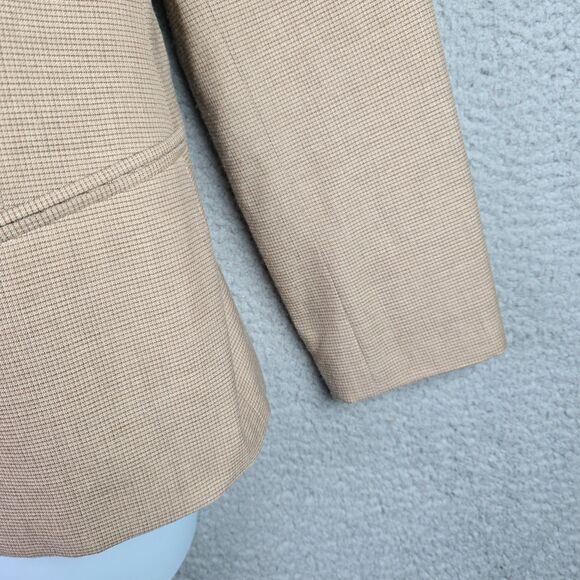 VTG Jones New York Womens Blazer 12 Beige Wool Blend Checkerboard Classic - Picture 15 of 16